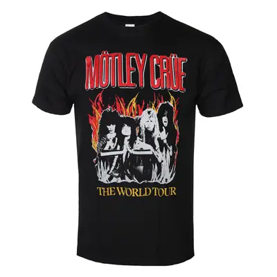 metál póló férfi Mötley Crüe - Vintage World Tour Flames - ROCK OFF - MOTTEE48MB