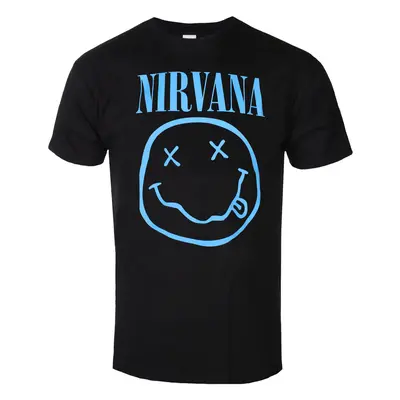 metál póló férfi Nirvana - Blue Happy Face - ROCK OFF - NIRVTS12MB