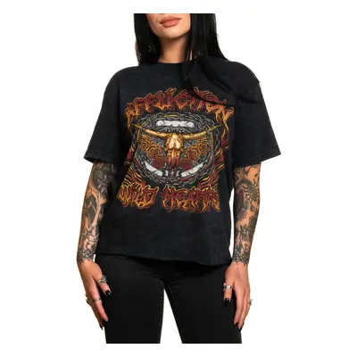 hardcore póló női - WILD HEARTS FLAME - AFFLICTION - AW26408-BKLV