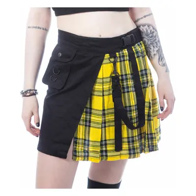 Női szoknya CHEMICAL BLACK - INFINITY - FEKETE/SÁRGA TARTAN