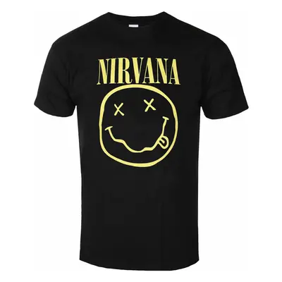 metál póló férfi Nirvana - Yellow Happy Face - ROCK OFF - NIRVTS04MB