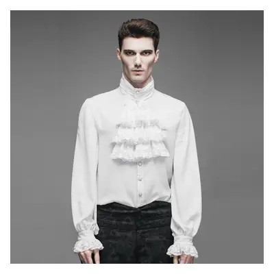 Férfi ing DEVIL FASHION - Iago Gothic Chiffon Shirt with a Bowtie - Porcelain Frost