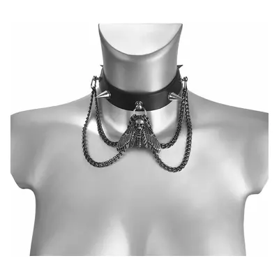 Medál nyaklánc DEATH'S HEAD CHAIN LEATHER CHOKER