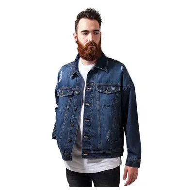 tavaszi/őszi dzseki - Ripped Denim - URBAN CLASSICS - TB1438-blue washed