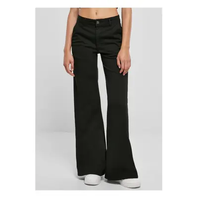 Női nadrág URBAN CLASSICS - High Waist Wide Leg Chino - Fekete