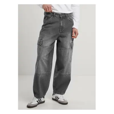 Férfi nadrág URBAN CLASSICS - Tapered Heavy Ounce Baggy Cargo - Black Washed