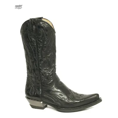 bőr csizma - Flame Biker (7921-S1) Black - NEW ROCK - M.7921-S1