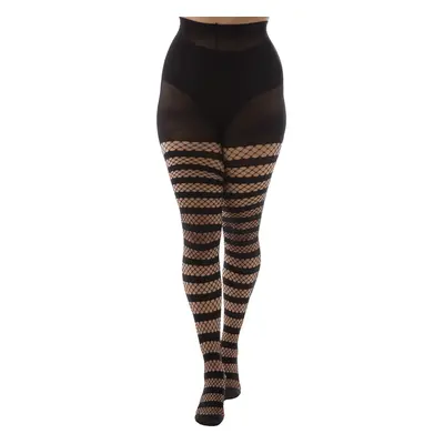 harisnya PAMELA MANN - Fishnet Opaque Stripe - Fekete