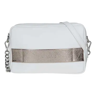 Divatos női bőr crossbody táska Facebag Ninas - fehér-arany