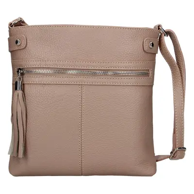 Női bőr crossbody kézitáska Italia Laura - rózsaszín