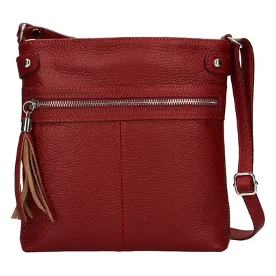 Női bőr crossbody kézitáska Italia Laura - burgundia