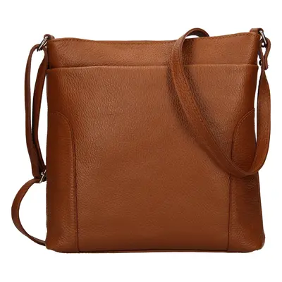 Női bőr crossbody kézitáska Italia Emma - konyak