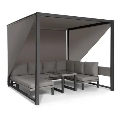 Blumfeldt Havana, pavilon & Lounge-Set, 270x230x270cm, 4 duplaülés, szürke