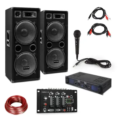 Skytec SKytec SPL700EQ erősítő készlet, 2 hangfal, Bluetooth keverőpult, mikrofon