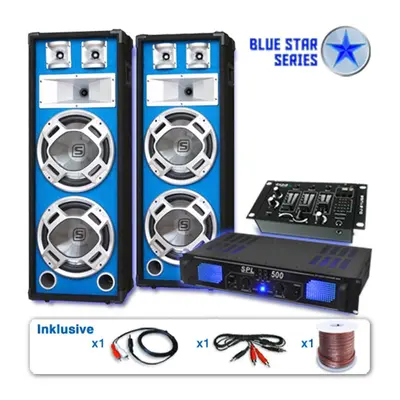 Electronic-Star PA Szett Blue Star Széria "Bassveteran" 1200 Watt