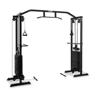 KLARFIT Cablefit edzőtorony, áthidaló, 2 x 77kg, kettő csigával, acél, fekete