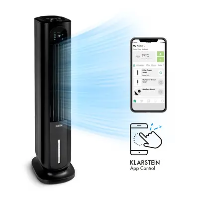 Klarstein Polar Tower Smart, ventilátor, léghűtő, 7L, 85W, távirányító, 5x hűtődoboz