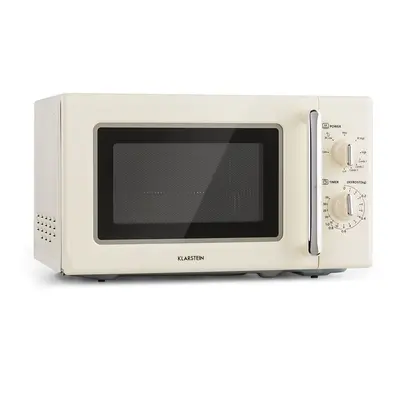 Klarstein Caroline, mikrohullámú sütő, 20 l, 700/1000 W, Ø 25.5 cm, QuickSelect, retró, krémszín