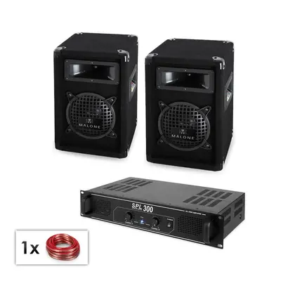 Malone SPL PA szett, 2x subwoofer hangfal 6,5" (16,5cm), erősítő 300W