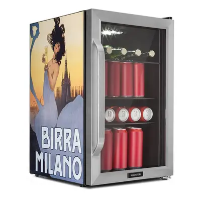 Klarstein Beersafe 70 Birra Milano Edition, hűtőszekrény, 70 liter, 3 polc, panoráma üvegajtó, r