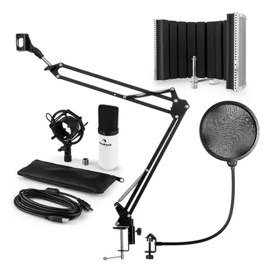 Auna auna MIC-900WH USB mikrofon szett V5 kondenzátoros mikrofon, pop filter, mikrofonernyő, mik