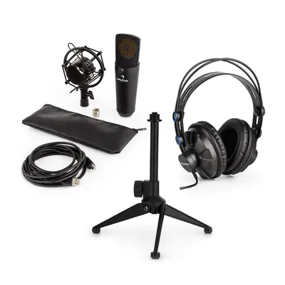 Auna auna MIC-920B USB mikrofon készlet V1 fülhallgató, kondenzátoros mikrofon, állvány