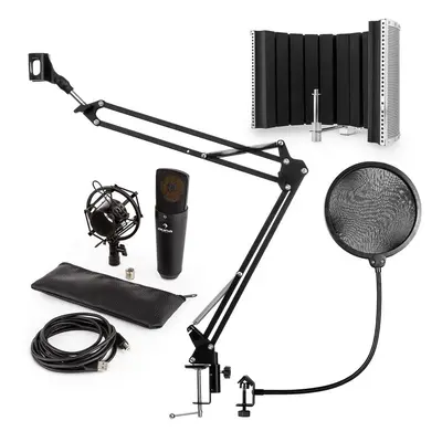 Auna auna MIC-920B USB mikrofon szett V5 kondenzátoros mikrofon, pop filter, mikrofonernyő, mikr