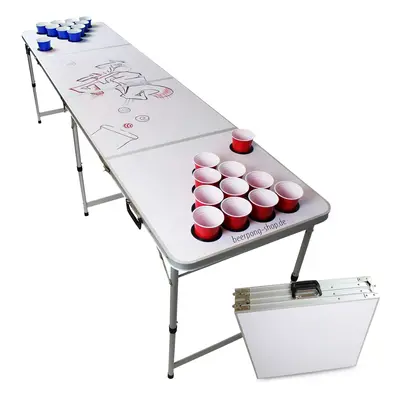 BeerCup Backspin, Beer Pong asztal, szett, fehér, DIY, fogantyúk, labdatartók, 6 labda