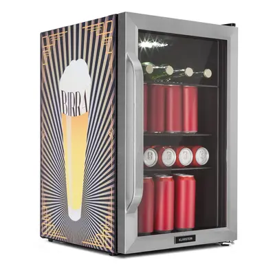 Klarstein Beersafe 70 Birra Edition, hűtőszekrény, 70 liter, 3 polc, panoráma üvegajtó, rozsdame