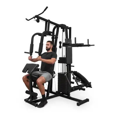 KLARFIT Ultimate Gym 9000, edzőállomás, 7 állomás, max. 150 kg, QR acél, fekete