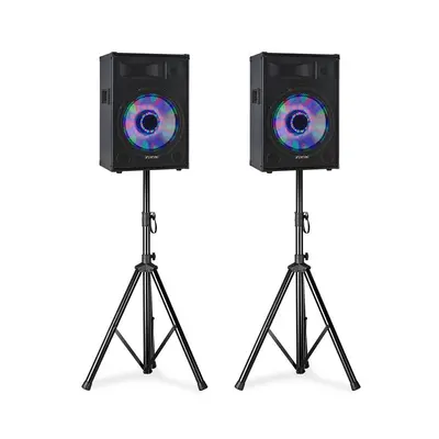 Fenton TL12LED, PA hangszórókészlet, 2 x 12 "passzív hangszóró, 2 x hangszóró állványok