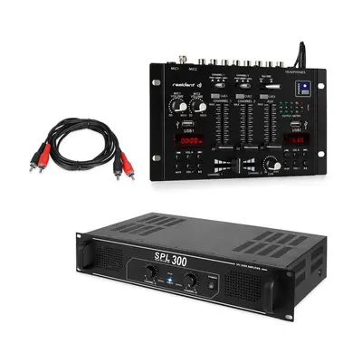 Skytec SPL 300, PA erősítő készlet, Resident DJ 22 Bluetooth keverőpult