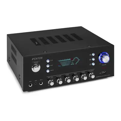 Fenton AV120FM, sztereó HiFi erősítő, 120 W RMS, (2 x 60 W 8 Ohm-ra), BT/USB/AUX