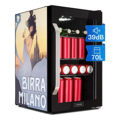 Klarstein Beersafe 70 Birra Milano Edition, hűtőszekrény, 70 liter, 3 polc, panoráma üvegajtó, r