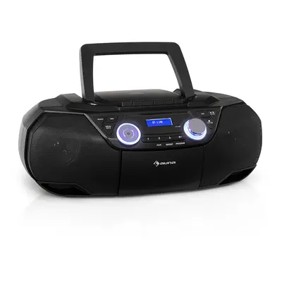 Auna Roadie 2K, boombox, CD lejátszó, kazettás rádió, DAB/DAB+, UKW, bluetooth, fekete