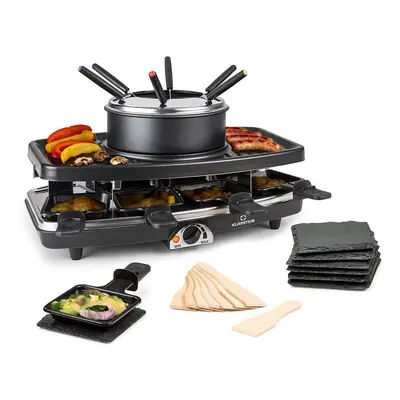 Klarstein Entrecote, 2 az 1-ben raclette grill fonduevel, 1100 W, természetes kő, 8 személyre, a