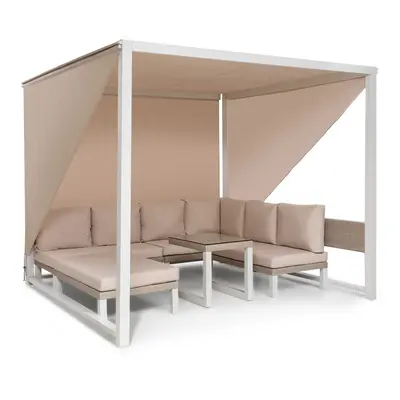 Blumfeldt Havana, pavilon & Lounge-Set, 270x230x270cm, 4 duplaülés, fehér