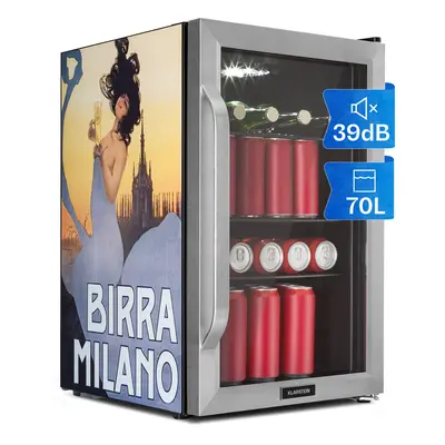 Klarstein Beersafe 70 Birra Milano Edition, hűtőszekrény, 70 liter, 3 polc, panoráma üvegajtó, r