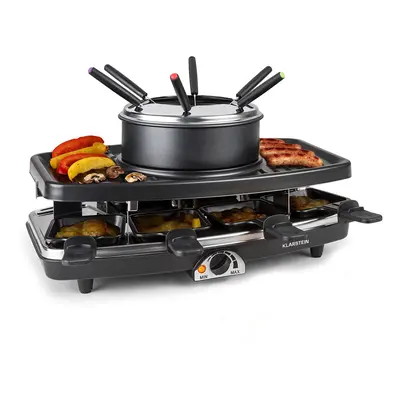 Klarstein Entrecote, 2 az 1-ben raclette grill fonduevel, 1100 W, természetes kő, 8 személyre