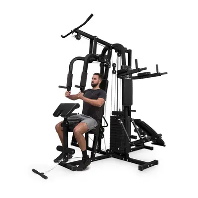 KLARFIT Ultimate Gym 9000, multifunkcionális fitnesz állomás, 7 állomás, 120 kg-ig, QR acél, fek