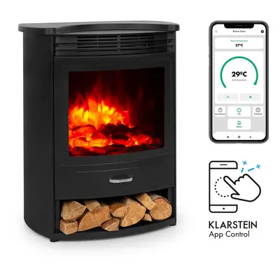 Klarstein Bormio S Smart, elektromos kandalló, 950/1900 W, termosztát, heti időzítő, fekete