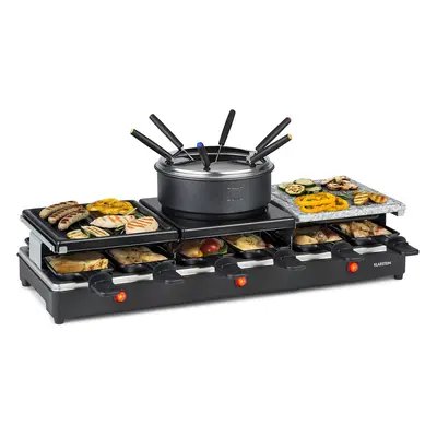 Klarstein Fonduelette XL, 3 az 1-ben raclette grill fonduevel, 1650 W, természetes kő, 12 személ