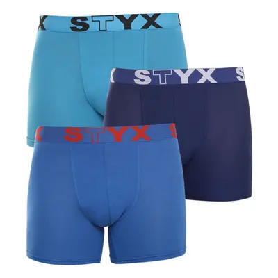 3PACK Kék long férfi boxeralsó Styx sport gumi (U9676869)