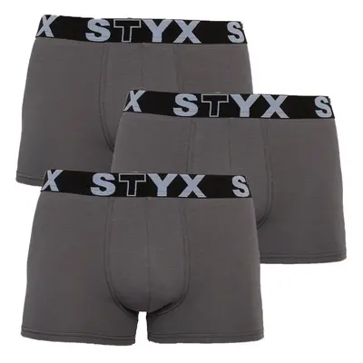 3PACK Nagyméretű sötét szürke férfi boxeralsó Styx sport gumi (R10636363)