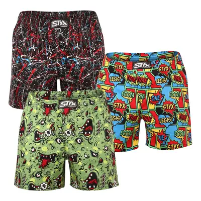 3PACK Férfi klasszikus boxeralsó Styx art klasszikus gumival (3AP95513)