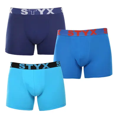 3PACK Nagyméretű kék férfi boxeralsó Styx sport gumi (3R96879)