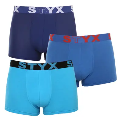 3PACK Kék férfi boxeralsó Styx sport gumival (3G96789)