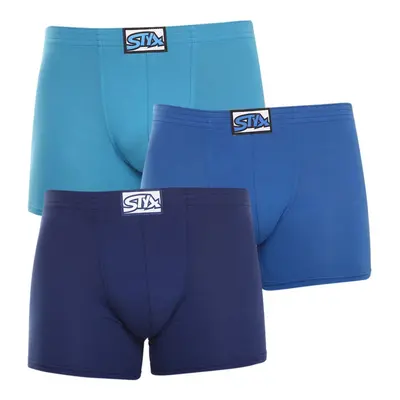 3PACK Kék long férfi boxeralsó Styx klasszikus gumi (F9676869)