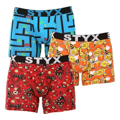 3PACK férfi boxeralsó Styx hosszú arti sport gumi több színben (3U12914)