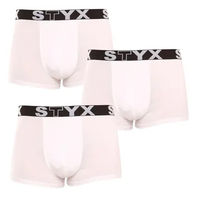 3PACK Férfi boxeralsó Styx sport gumi fehér (3G1061)